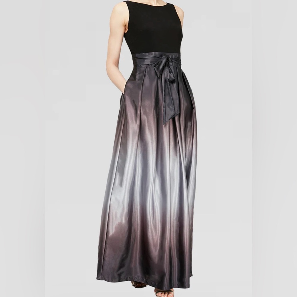 SLNY Black and Gray ombré Satin A-Line dress